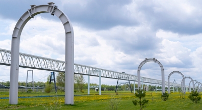 In EcoTechnoPark, the construction of a complex for heavy uPods – a rigid heavy string rail overpass – has resumed